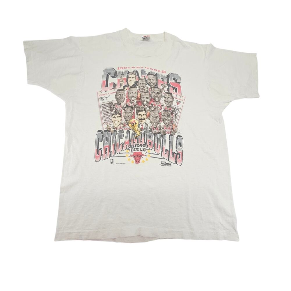 Chicago Bulls Fruit Of The Loom Vintage Shirt 1991 NBA Champs Caricature Mens XL
